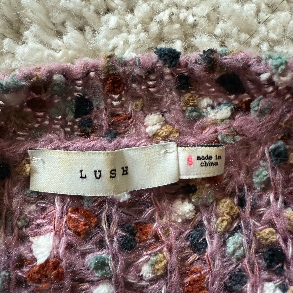 Pink and Red Crew Neck Sweater with Textured Knit - Picture 6 of 6